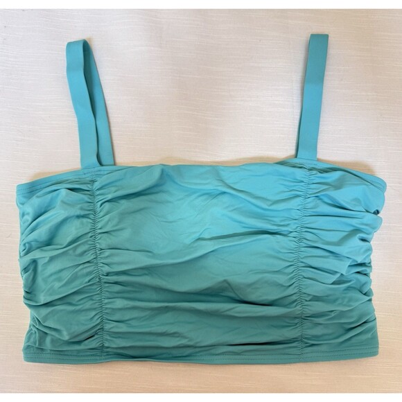 Kate Spade Solids Square Neck Shirred Bikini Top In River Blue Sz XL New - Picture 4 of 6